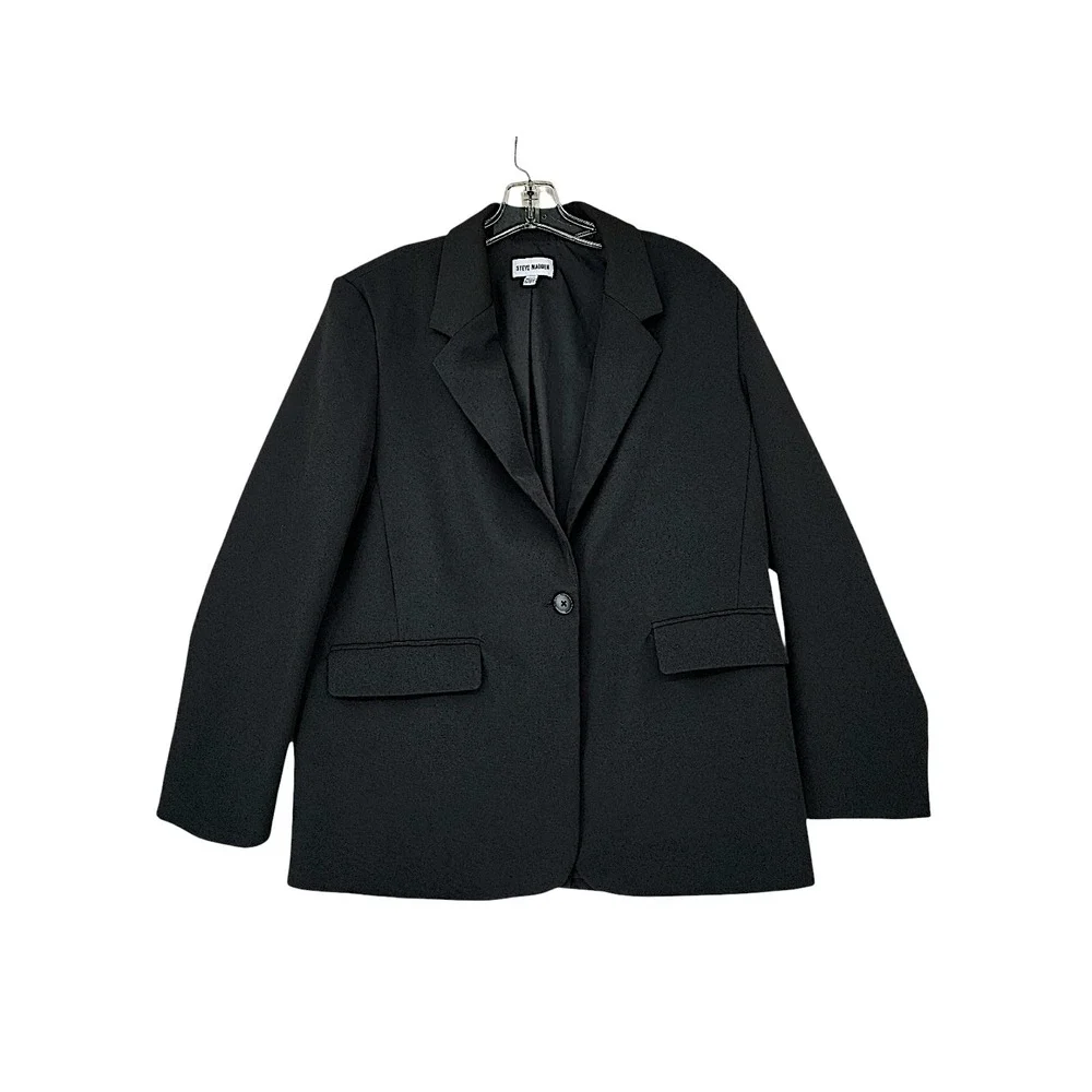 Steve Madden Blazer M Men Black Single Button Professional Career Minimalist NEW